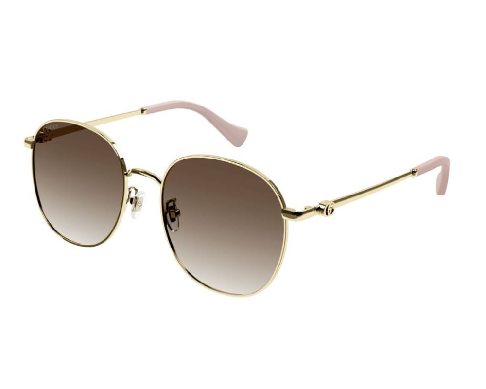 Lunettes de soleil Gucci Logo GG1142SA Brun et Or - vue de face