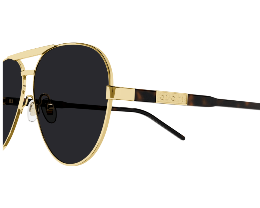 Lunettes de soleil Gucci Logo GG1163S Noir et Or - vue 3/4