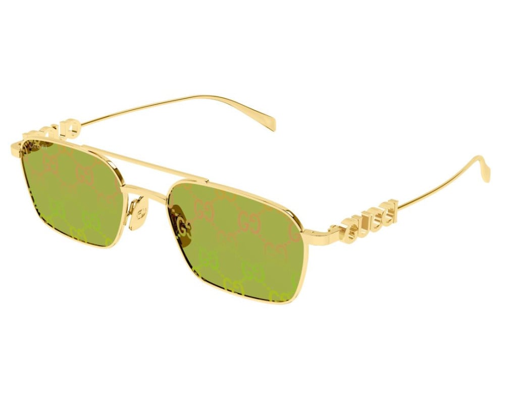 Lunettes de soleil Gucci Lettering GG1804S Doré (001) - vue 3/4