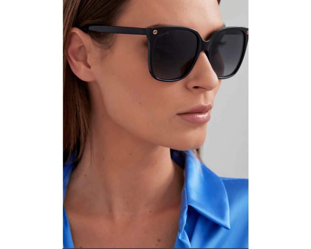 Lunettes de soleil Gucci Logo GG0022S Noir - vue de profil