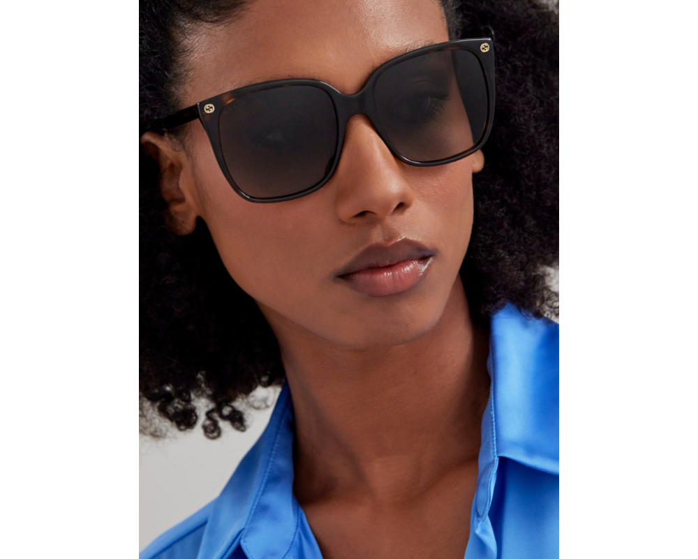 Lunettes de soleil Gucci Logo GG0022S Noir - vue 3/4