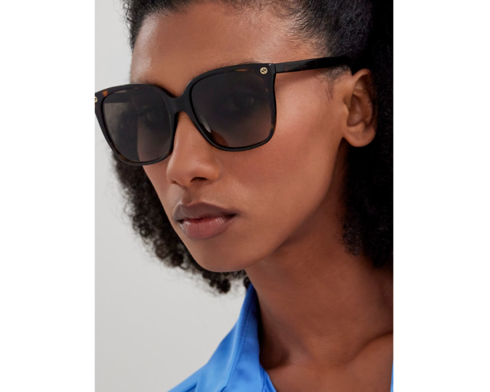 Lunettes de soleil Gucci Logo GG0022S Noir - vue de profil