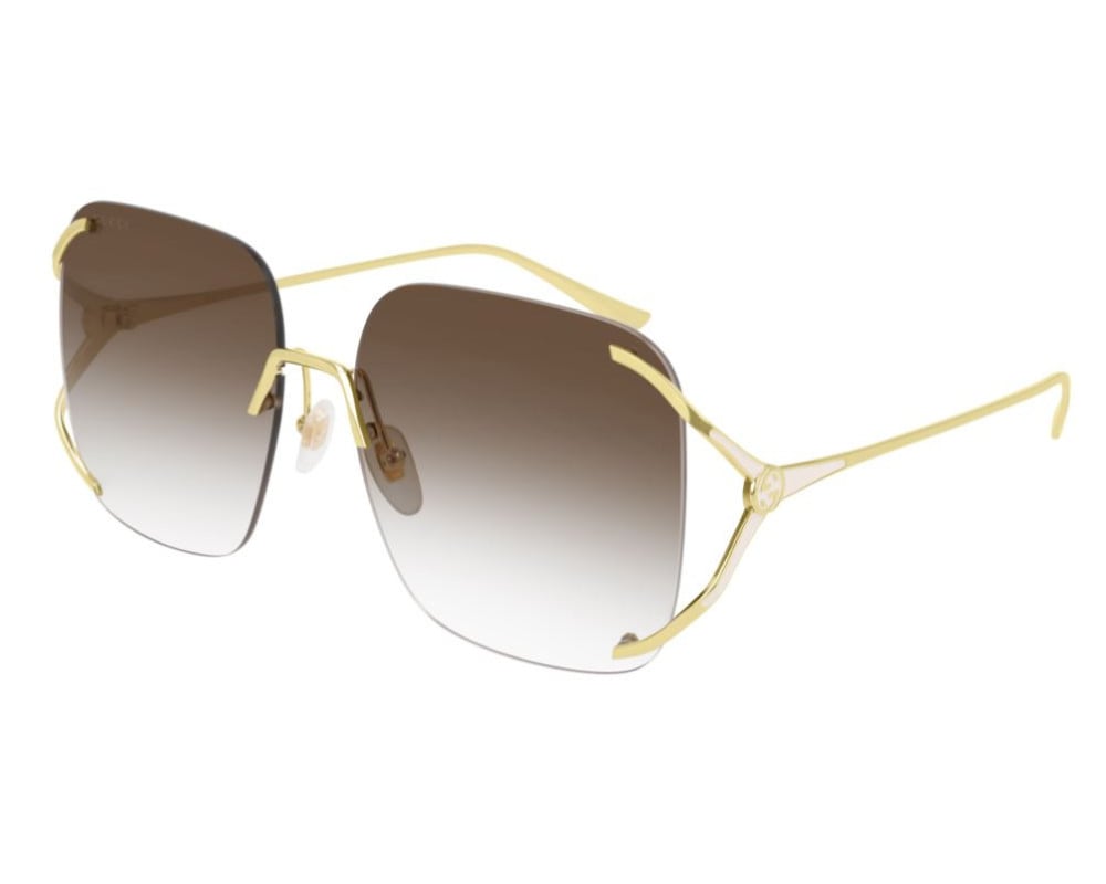 Lunettes de soleil Gucci Logo GG0646S Brun et Or - vue de face