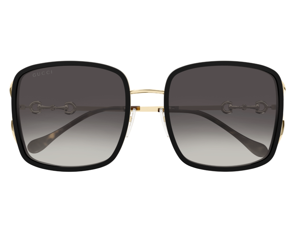 Lunettes de soleil Gucci Logo GG1016SK Noir et Or - vue de profil