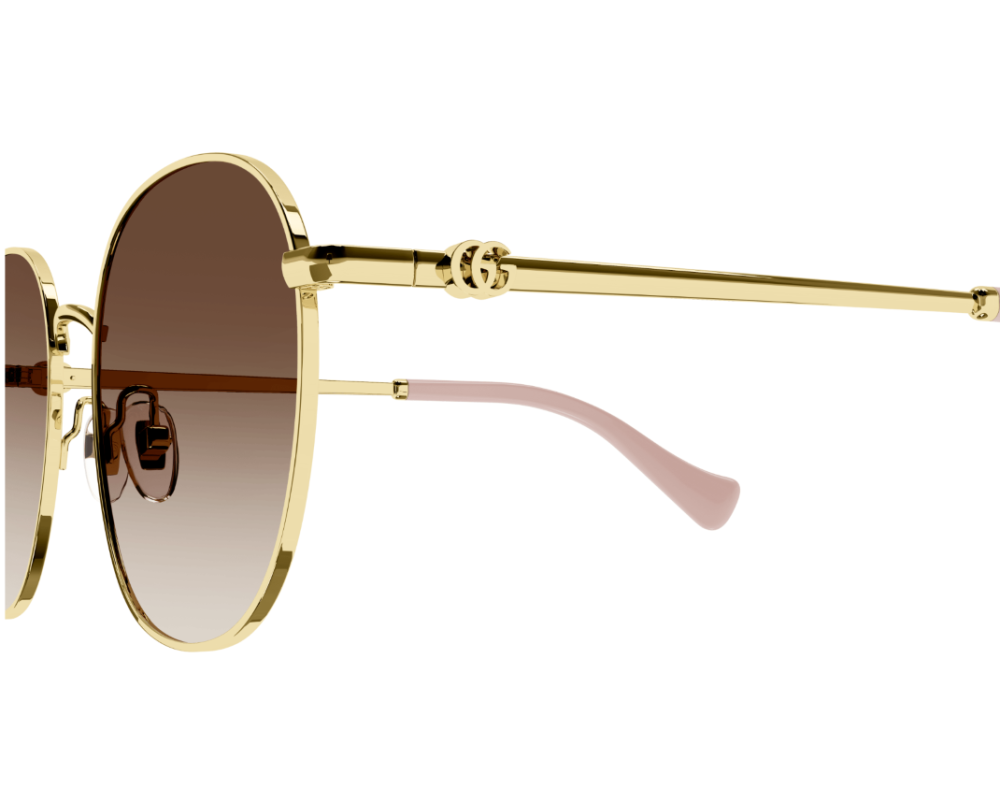 Lunettes de soleil Gucci Logo GG1142SA Brun et Or - vue 3/4