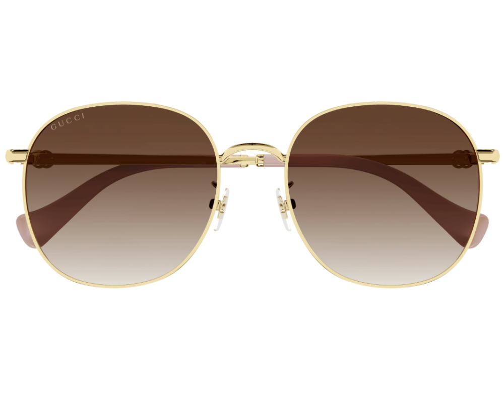 Lunettes de soleil Gucci Logo GG1142SA Brun et Or - vue de profil