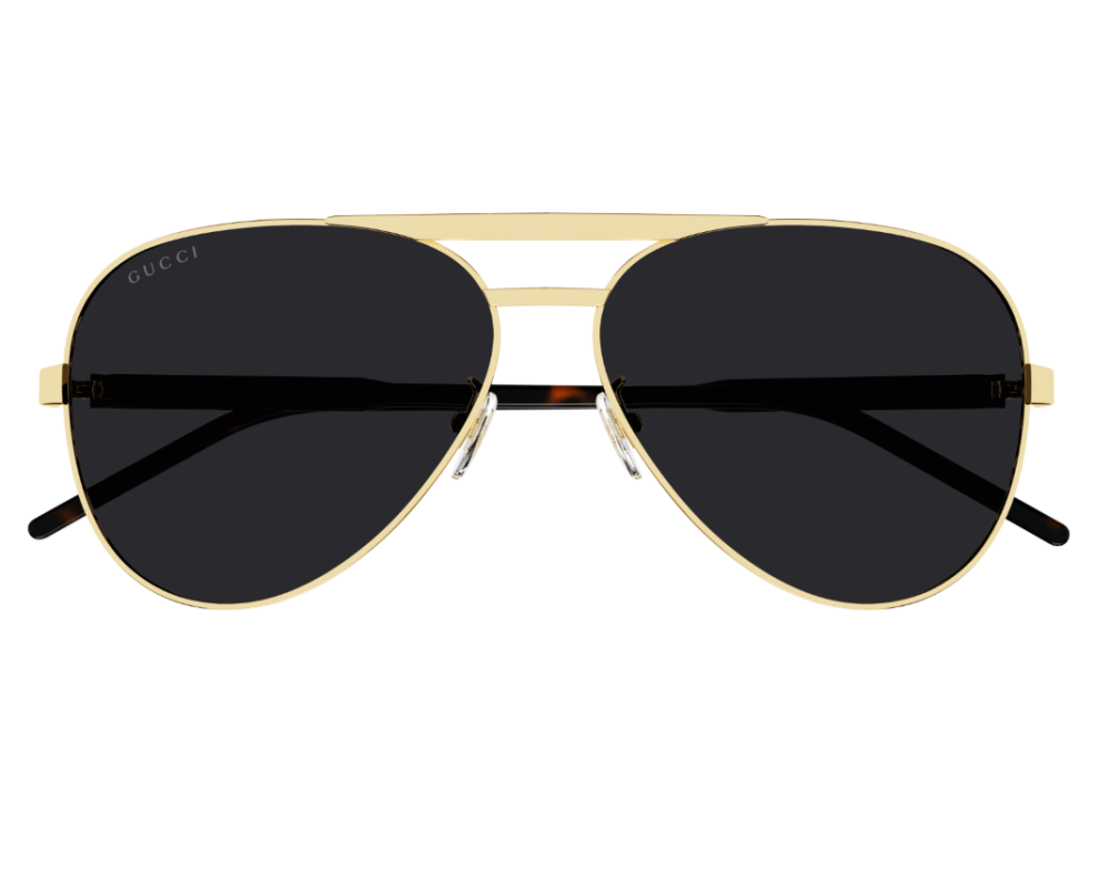 Lunettes de soleil Gucci Logo GG1163S Noir et Or - vue de profil