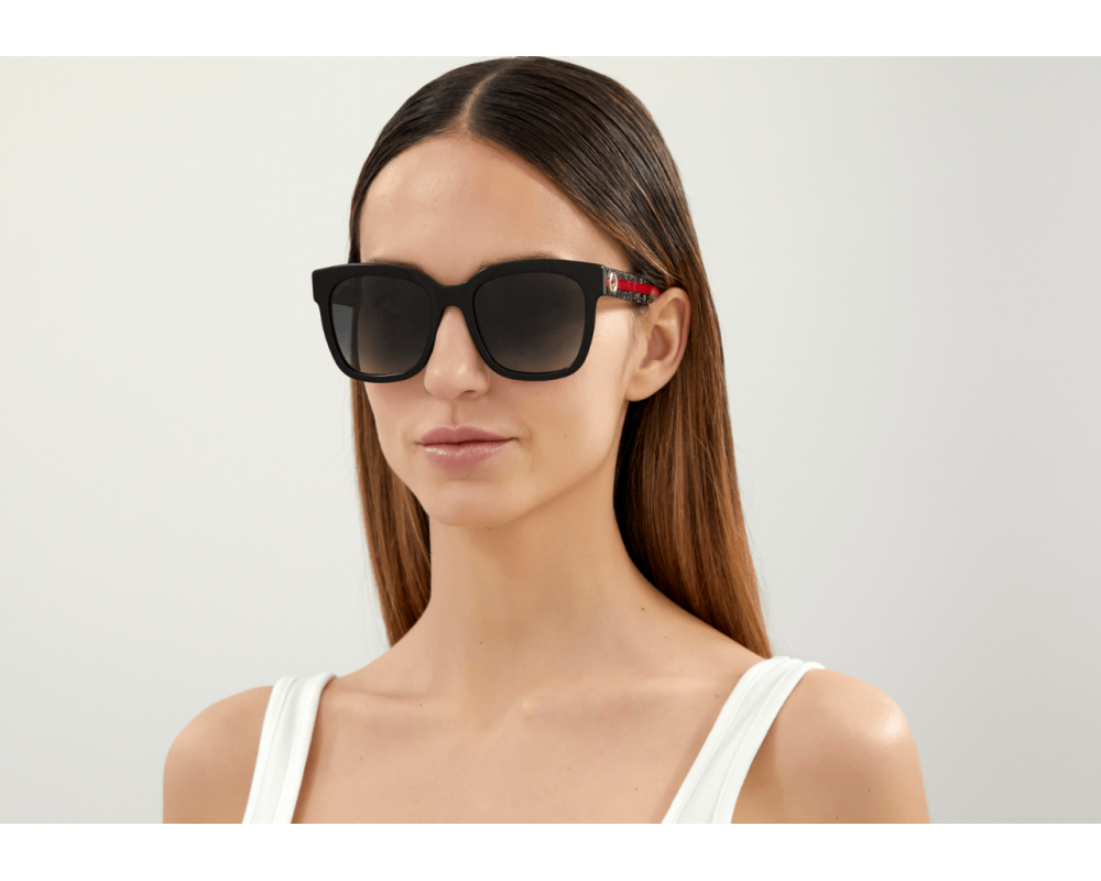 Lunettes de soleil Gucci Web GG0034SN Noir - détail des branches