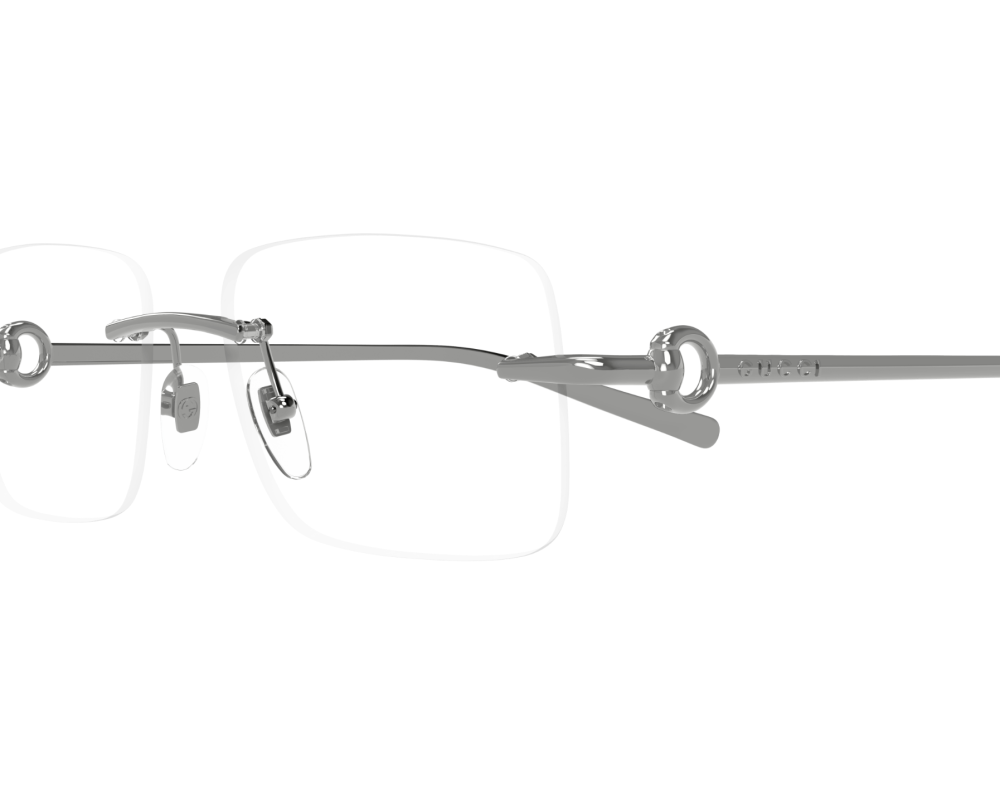 Lunettes de vue Gucci Horsebit Sign GG1703O Argent - vue 3/4
